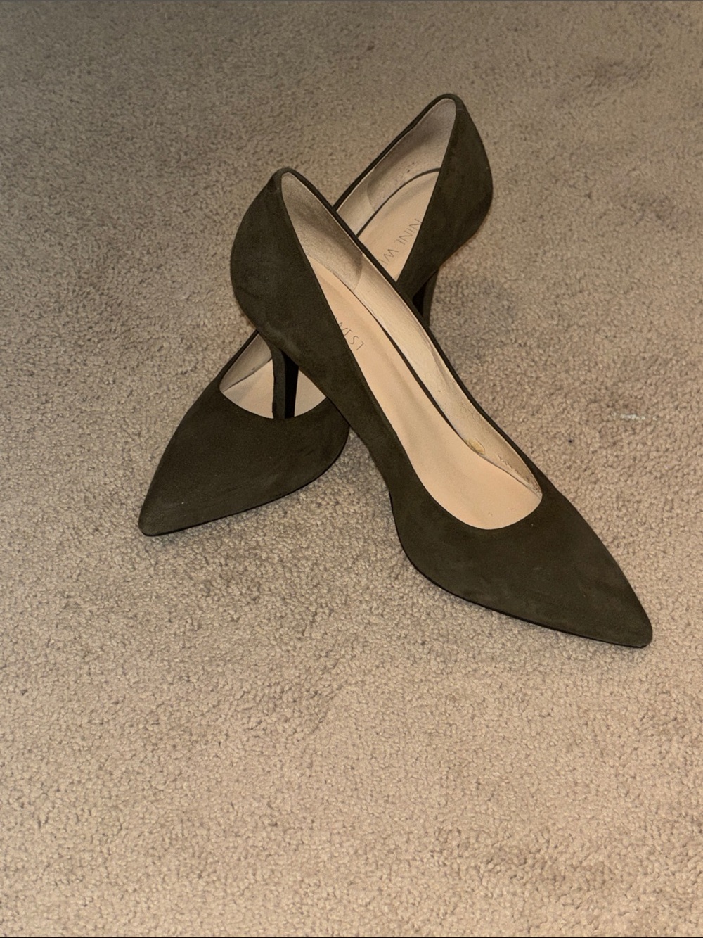 Nine West Olive Green Pointed-Toe Suede Pumps